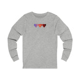 Polyamory Flag Hearts Long Sleeve Tee: Pride LGBTQ+ Gradient Design